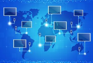 technology digital cell phone message information blue background