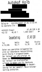 Originale Darstellung Tankbelegbeispiel