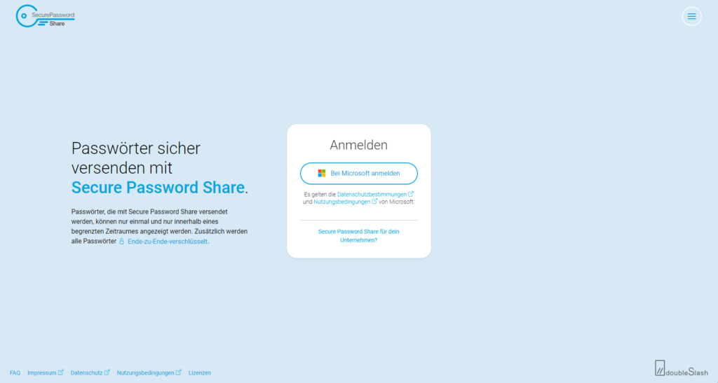 Secure Password Share Anmeldung