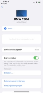 Schlüsselinformationsseite im Wallet