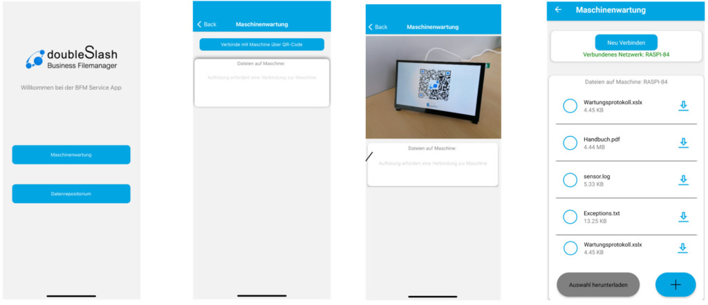App Navigationsweg zur Maschine