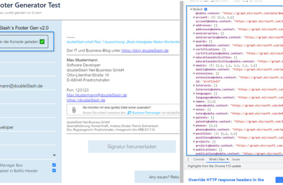 e-mail-footer-generator Graph-API Daten