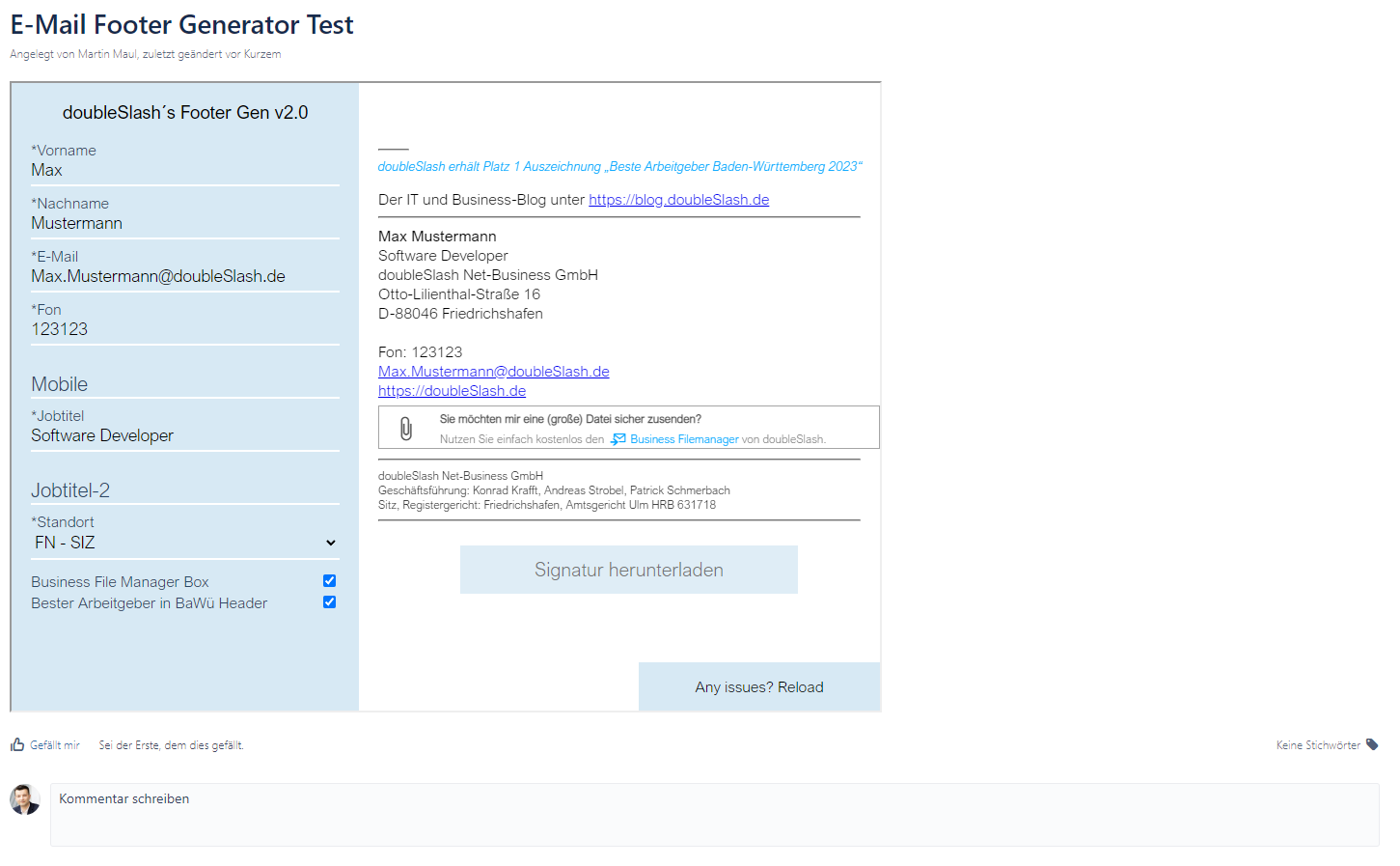 doubleSlash e-mail-footer-generator