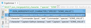 Result for select json_mergepatch statement
