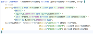 IntelliJ Anzeige SpringData JPQL Query-Methode