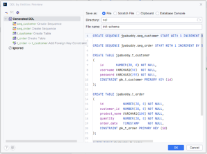 Vorschau Migrationsskript, das aus Synchronisierung zwischen Datenbank und Code via JPA-Buddy in IntelliJ generiert wurden
