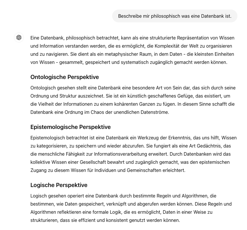 Datenbank philosophisch