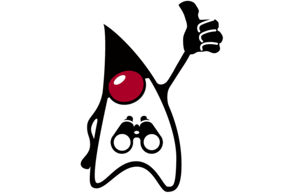 Java-Maskottchen "Duke" mit Fernglas