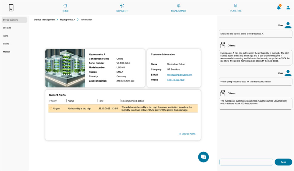 Screenshot: Eigene Darstellung - ThingWorx mit Ollama + LangChain4J + MCP