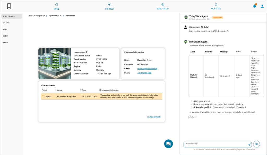 Eigene Darstellung - ThingWorx mit DAIA (embedded als iframe) + MCP