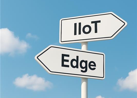 Wegweiser mit den Begriffen IIoT und Edge